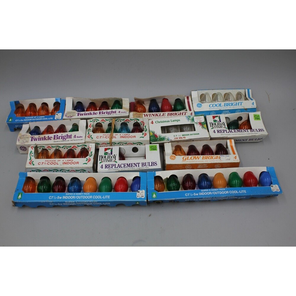 55+ Pcs C7 Replacement Bulb Lot Light Christmas Vintage Twinkle Bright Cool GE